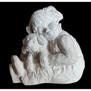 AUSTIN DEE CROWLEY‎ BRIGHT EYES PUPPY LOVE GIRL WITH DOG 1987 SCULPTURE  STATUE